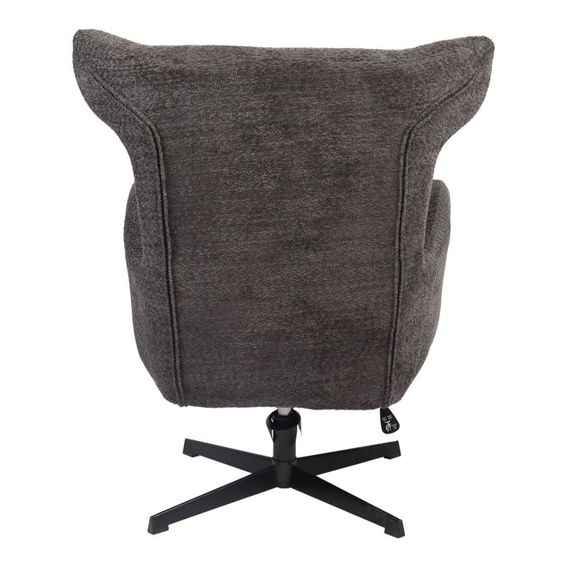 Swivel armchair Zefrina pakoworld dark grey fabric and base in black color 82x77x99cm