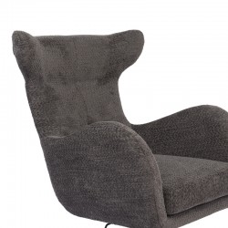 Swivel armchair Zefrina pakoworld dark grey fabric and base in black color 82x77x99cm