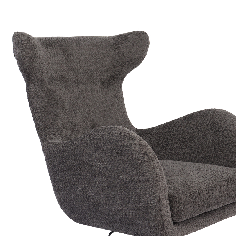 Swivel armchair Zefrina pakoworld dark grey fabric and base in black color 82x77x99cm