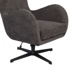 Swivel armchair Zefrina pakoworld dark grey fabric and base in black color 82x77x99cm