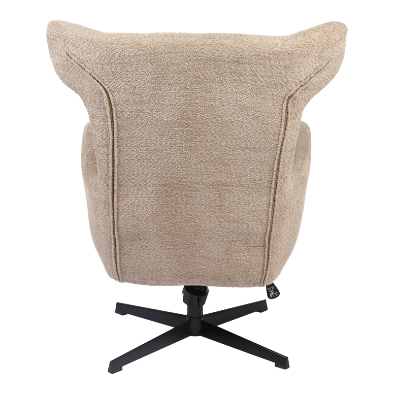 Swivel armchair Zefrina pakoworld beige fabric and base in black color 82x77x99cm