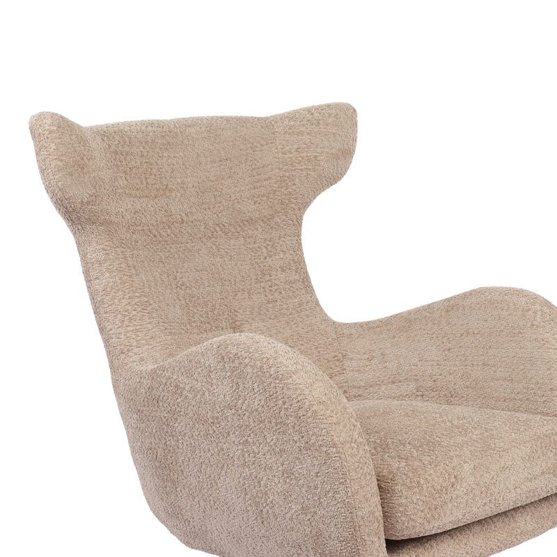 Swivel armchair Zefrina pakoworld beige fabric and base in black color 82x77x99cm