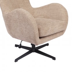 Swivel armchair Zefrina pakoworld beige fabric and base in black color 82x77x99cm