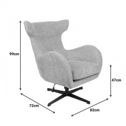 Swivel armchair Zefrina pakoworld beige fabric and base in black color 82x77x99cm