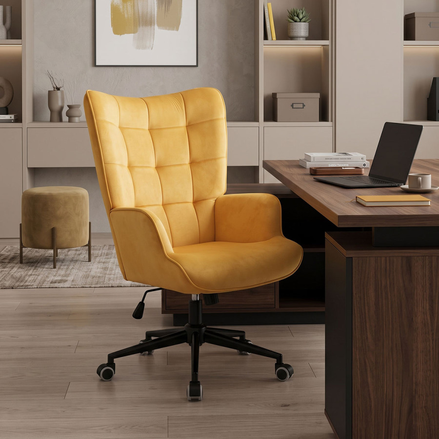 Lobima pakoworld swivel director's office chair yellow velvet 68x71x105-112cm