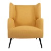 Armchair Mareta pakoworld yellow fabric and legs in black color 83x80x99cm