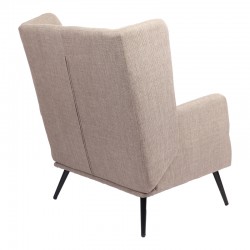 Armchair Mareta pakoworld grey-beige fabric and legs in black color 83x80x99cm