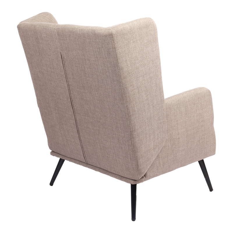 Armchair Mareta pakoworld grey-beige fabric and legs in black color 83x80x99cm