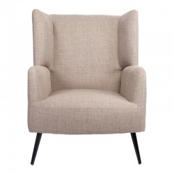 Armchair Mareta pakoworld grey-beige fabric and legs in black color 83x80x99cm