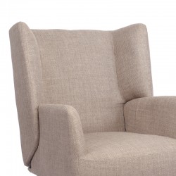 Armchair Mareta pakoworld grey-beige fabric and legs in black color 83x80x99cm