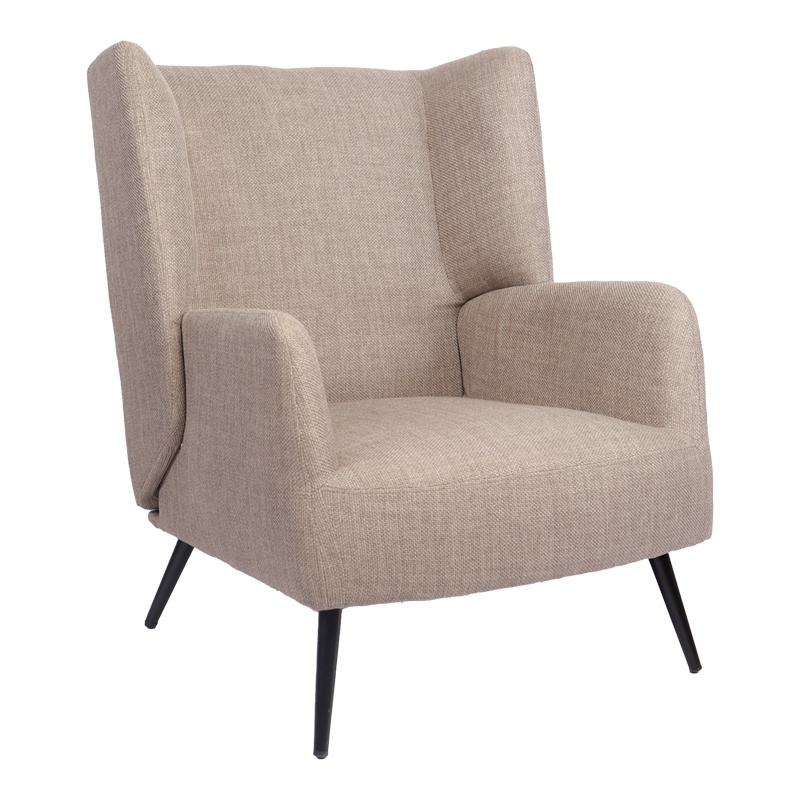Armchair Mareta pakoworld grey-beige fabric and legs in black color 83x80x99cm
