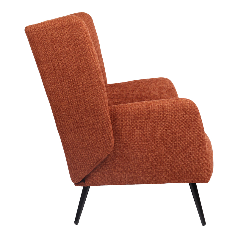 Armchair Mareta pakoworld terracotta fabric and legs in black color 83x80x99cm