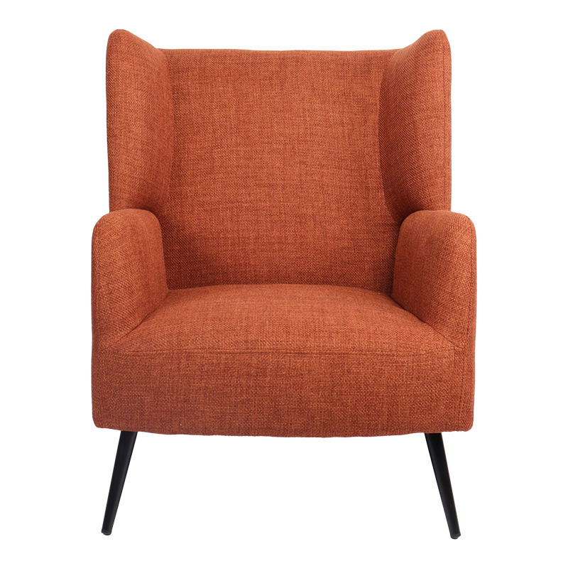 Armchair Mareta pakoworld terracotta fabric and legs in black color 83x80x99cm