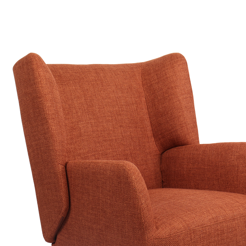 Armchair Mareta pakoworld terracotta fabric and legs in black color 83x80x99cm
