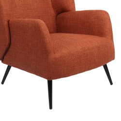 Armchair Mareta pakoworld terracotta fabric and legs in black color 83x80x99cm