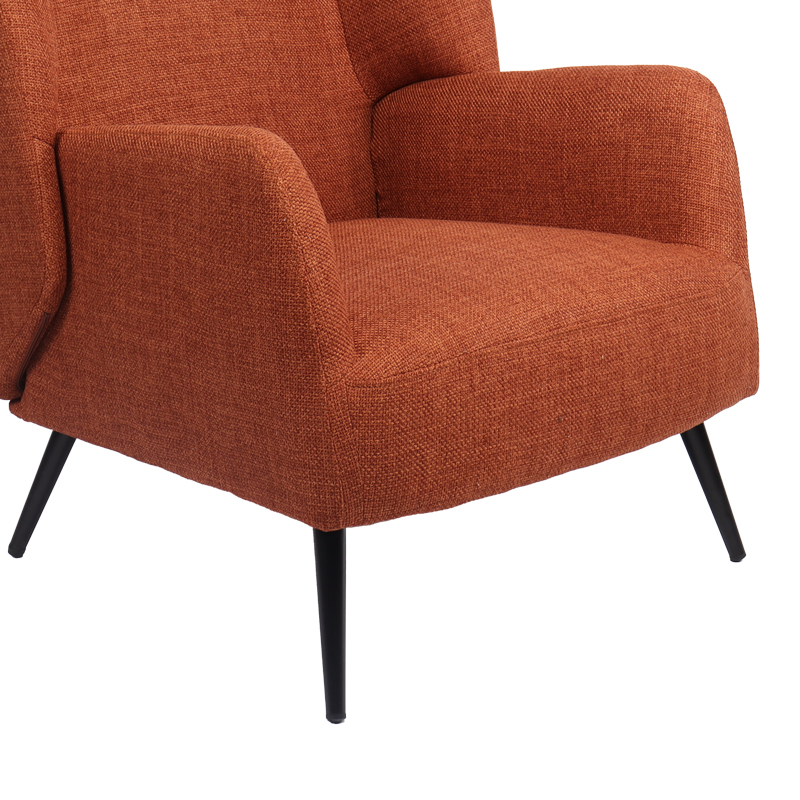 Armchair Mareta pakoworld terracotta fabric and legs in black color 83x80x99cm