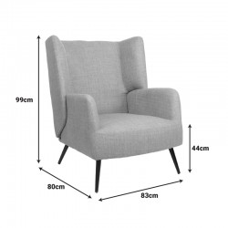 Armchair Mareta pakoworld terracotta fabric and legs in black color 83x80x99cm