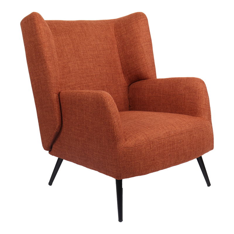 Armchair Mareta pakoworld terracotta fabric and legs in black color 83x80x99cm