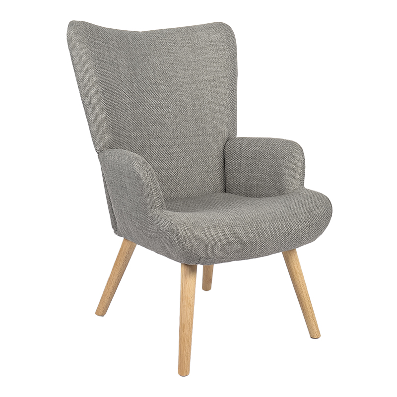 Armchair Gerlina pakoworld light grey fabric and legs in natural color 71x64x94cm