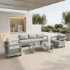 Jenora pakoworld outdoor lounge beige aluminum with light grey fabric