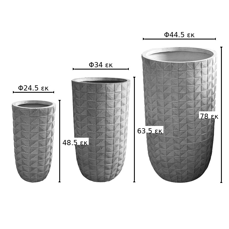 Planter Kallena pakoworld set 3pieces ceramic in light grey-beige color