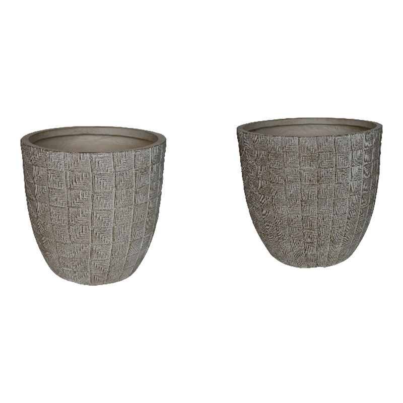 Planter Sapen pakoworld set 2pieces ceramic in grey-beige color