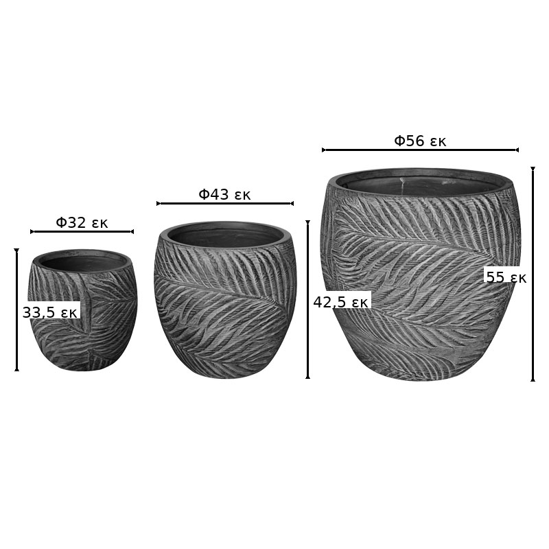 Planter Dortu pakoworld set 3pieces ceramic in dark grey color