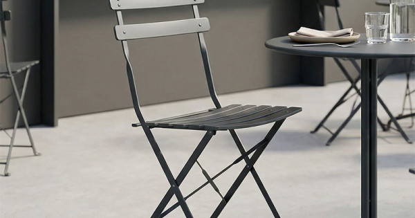 Bistro chair pakoworld metal folding in anthracite color 42x46x82cm