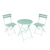 Bistro dining table pakoworld set of 3 pieces, metal, foldable, mint color, Φ60x71cm