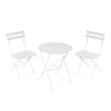 Bistro dining table pakoworld set of 3 pieces, metal, foldable, white color, Φ60x71cm