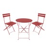 Bistro dining table pakoworld set of 3 pieces, metal, foldable, terracotta color, Φ60x71cm