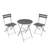 Bistro dining table pakoworld set of 3 pieces, metal, foldable, anthracite color, Φ60x71cm