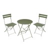 Bistro dining table pakoworld set of 3 pieces, metal, foldable,olive green color, Φ60x71cm