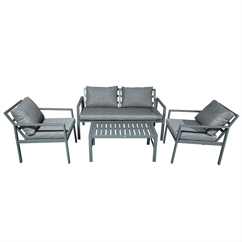 Σαλόνι Gardenly pakoworld σετ 4τμχ αλουμίνιο σε αθρακί απόχρωση με γκρι μαξιλάρια