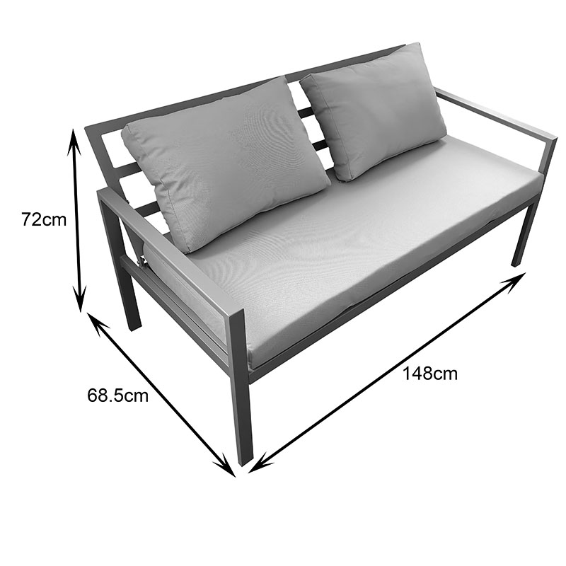 Σαλόνι Gardenly pakoworld σετ 4τμχ αλουμίνιο σε ανθρακί απόχρωση με ανθρακί μαξιλάρια