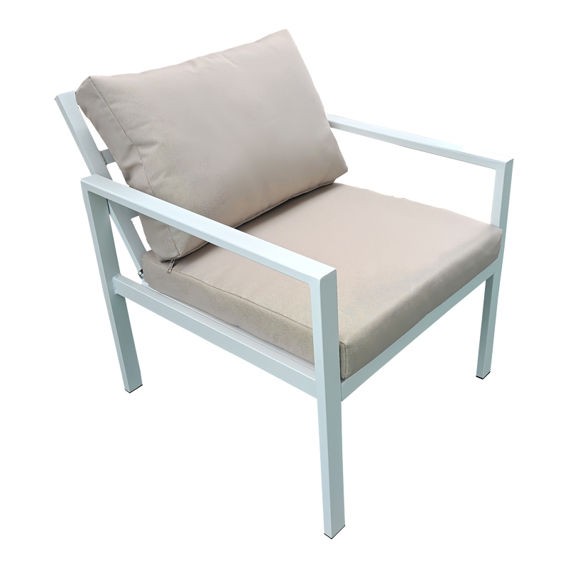 Σαλόνι Gardenly pakoworld σετ 4τμχ αλουμίνιο σε λευκή απόχρωση με μπεζ μαξιλάρια