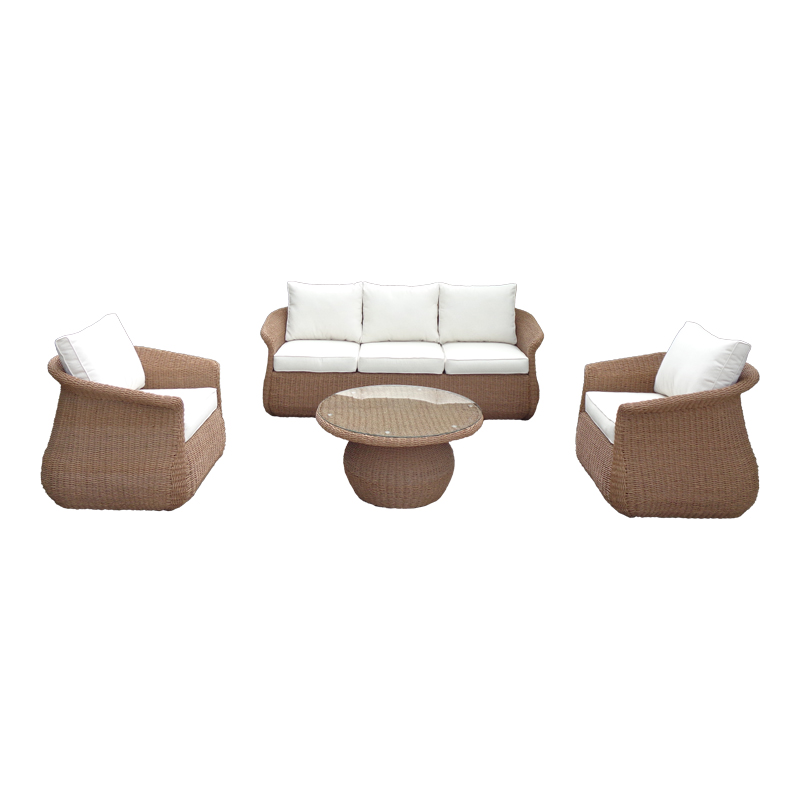 Tropicana pakoworld garden lounge set 4pcs pe rattan in brown shade - beige fabric