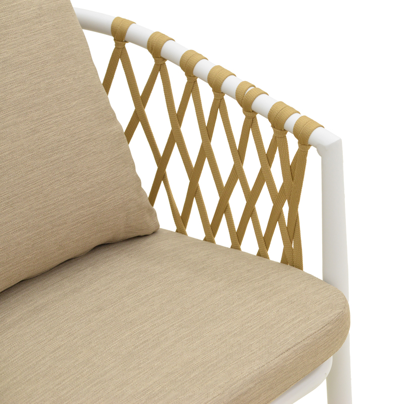 Πολυθρόνα Peluxe pakoworld αλουμίνιο λευκό-pe σχοινί φυσικό-μαξιλάρια μπεζ 57x60x78εκ