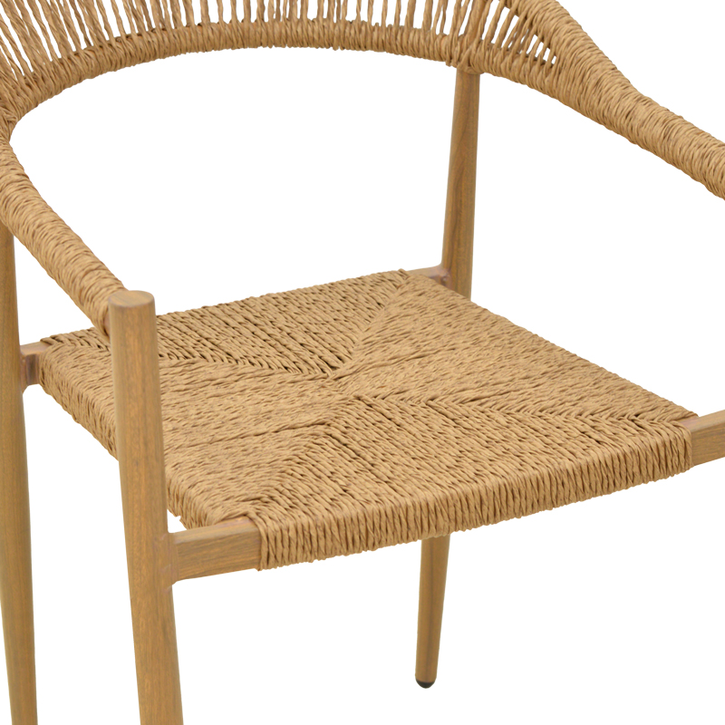 Πολυθρόνα Rayana pakoworld στοιβαζόμενη αλουμίνιο - pe rattan σε φυσική απόχρωση 57x59x78εκ