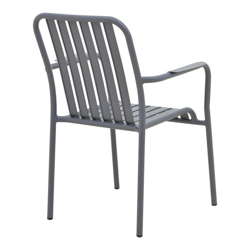 Πολυθρόνα Vista pakoworld στοιβαζόμενη αλουμίνιο σε ανθρακί απόχρωση 62x60x84εκ