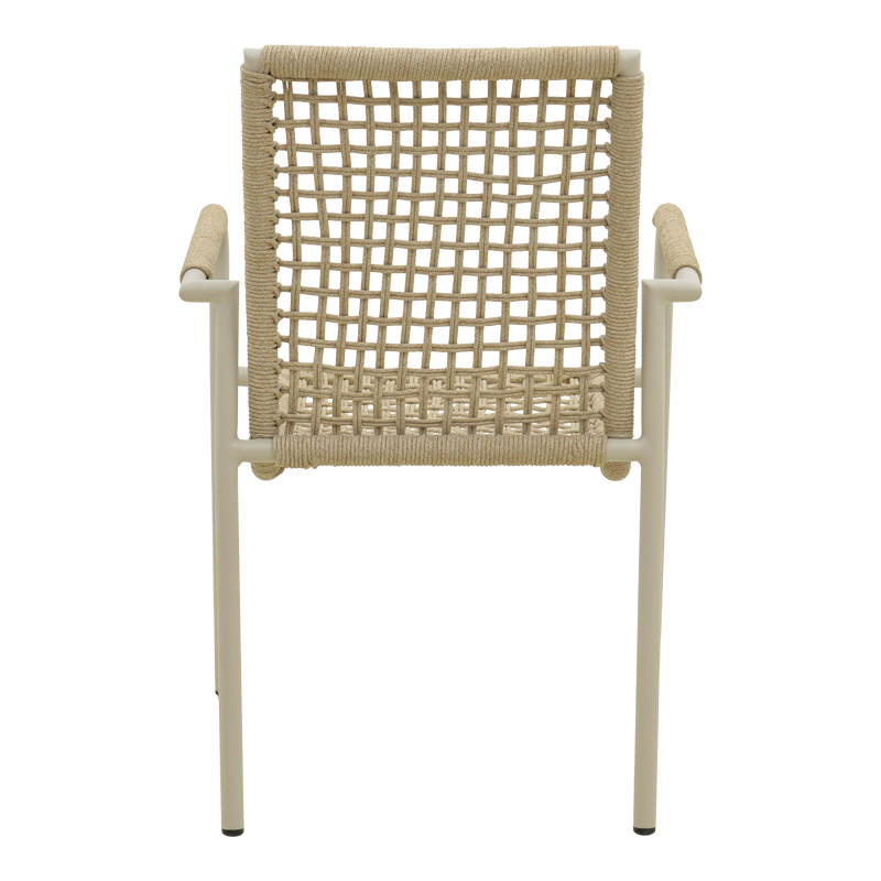 Πολυθρόνα Esence pakoworld στοιβαζόμενη αλουμίνιο λευκή-pe σχοινί σε μπεζ απόχρωση 56x61,5x87,5εκ