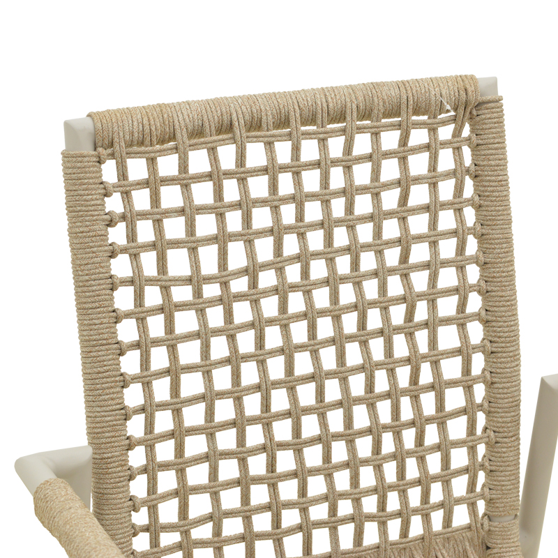 Πολυθρόνα Esence pakoworld στοιβαζόμενη αλουμίνιο λευκή-pe σχοινί σε μπεζ απόχρωση 56x61,5x87,5εκ