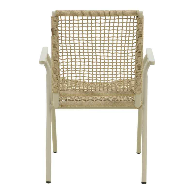 Πολυθρόνα Weave pakoworld στοιβαζόμενη αλουμίνιο σε ανθρακί -pe σχοινί σε φυσική απόχρωση 57x63x86εκ