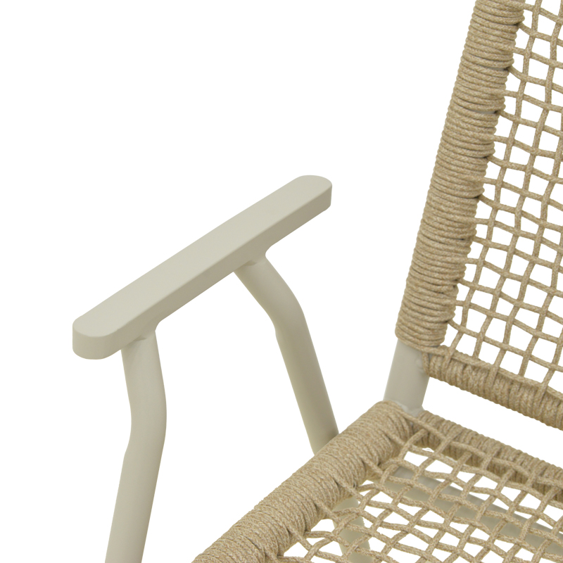 Πολυθρόνα Weave pakoworld στοιβαζόμενη αλουμίνιο σε ανθρακί -pe σχοινί σε φυσική απόχρωση 57x63x86εκ