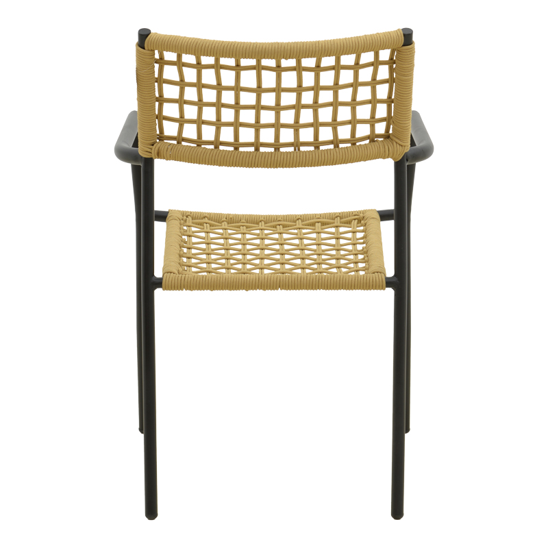 Πολυθρόνα Castal pakoworld στοιβαζόμενη μέταλλο σε μαύρο -pe σχοινί σε φυσική απόχρωση 56x60x84εκ