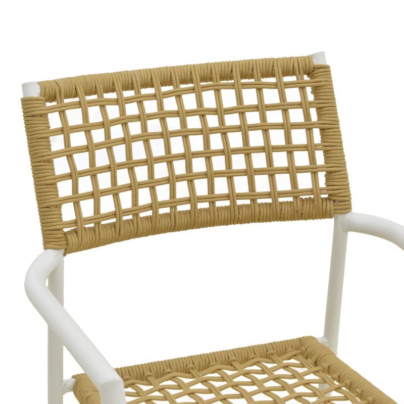 Castal pakoworld stackable armchair, steel in white -pe rope in natural shade 53x59x84cm