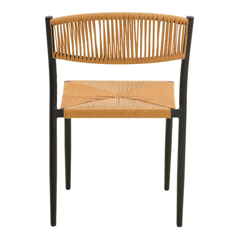 Καρέκλα Cura pakoworld στοιβαζόμενη αλουμίνιο σε μαύρη -pe rattan σε φυσική απόχρωση 53x59x78εκ