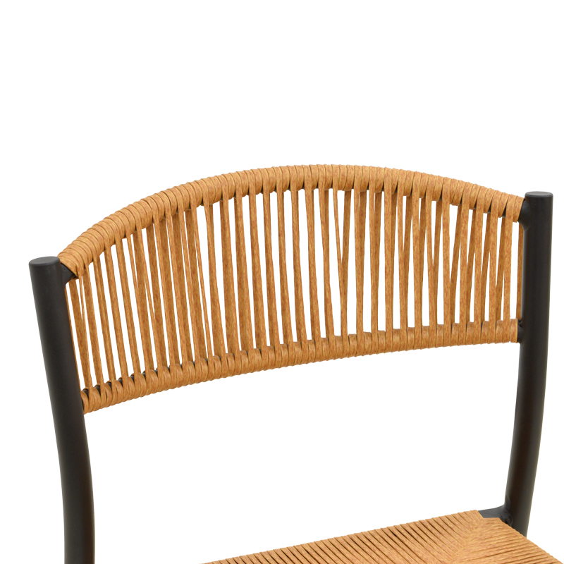 Καρέκλα Cura pakoworld στοιβαζόμενη αλουμίνιο σε μαύρη -pe rattan σε φυσική απόχρωση 53x59x78εκ