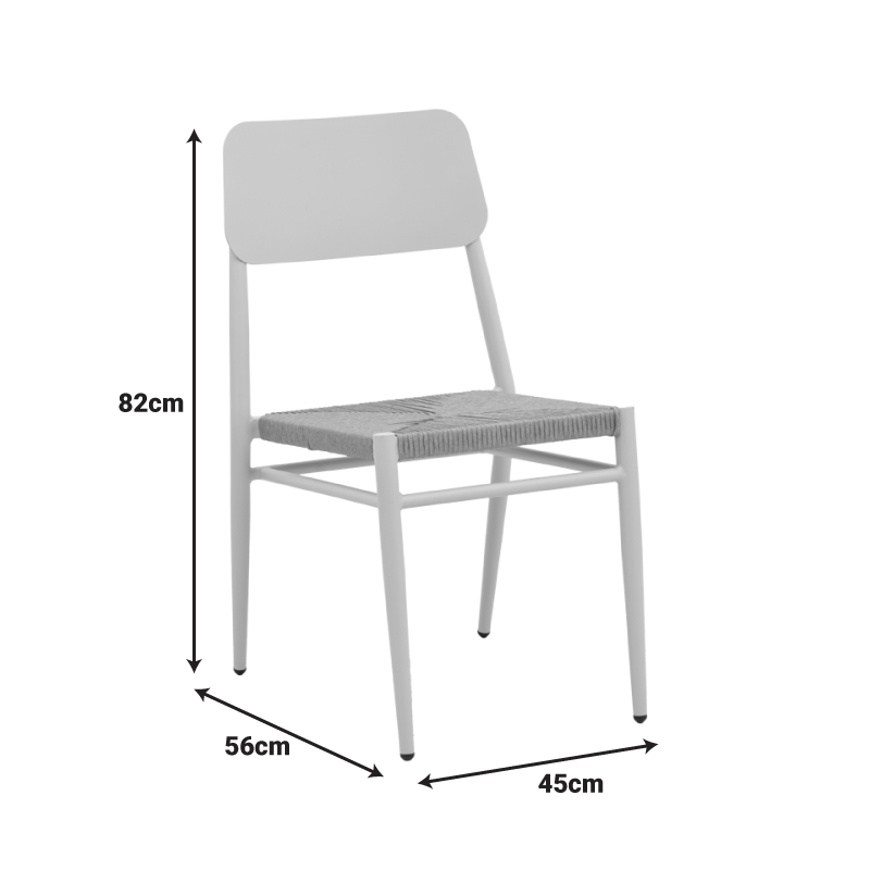 Καρέκλα Giardino pakoworld στοιβαζόμενη αλουμίνιο σε λευκή -pe rattan σε φυσική απόχρωση 45x56x82εκ