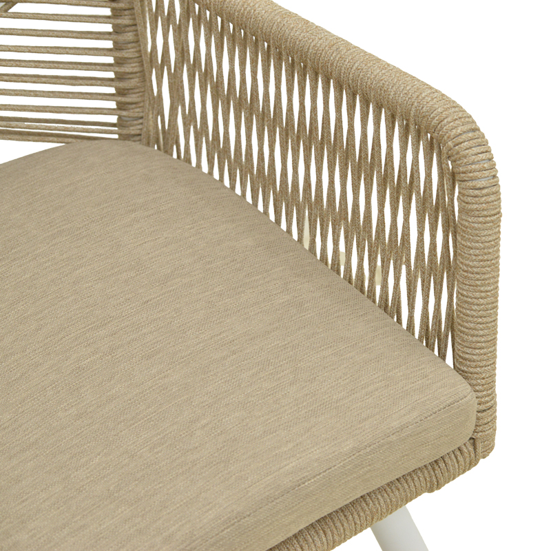 Πολυθρόνα Andros pakoworld αλουμίνιο σε λευκή- pe σχοινί σε φυσική απόχρωση 56x60x86εκ